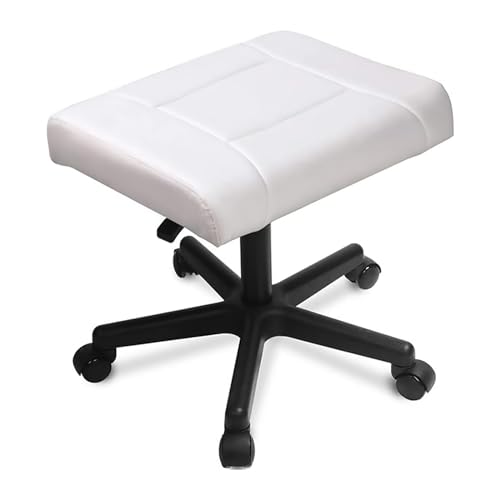 Ottomane roulante blanche et repose-pieds de bureau ergonomique haut de gamme en cuir synthétique