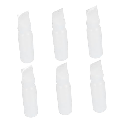 MUCKLILY 6Pcs Squeeze Root Comb Hair Dye Applicator Bottles for Precise Coloring for Salon and Home Use Convenient Hair Oiling and Treatment Tool