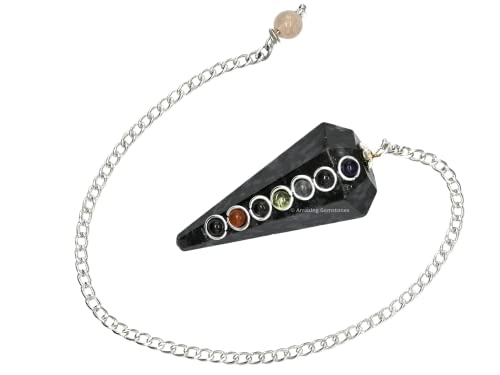 Indigo Gabbro Crystal Pendulum For Divination - Dowsing Pendulum Necklace With Chakra Cabochon And Chain #TOP3