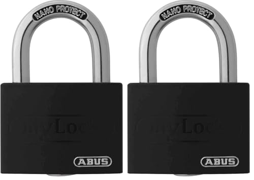 ABUS Vorhängeschloss T65AL/40 myLOCK - individuell beschreibbar - Spindschloss - massiver Aluminium-Schlosskörper - ABUS-Sicherheitslevel 5 - Schwarz (Packung mit 2)