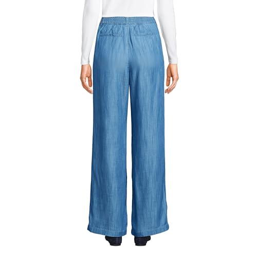 Lands' End Women's High Rise Elastic Back Pleated Wide Leg Pants Made with Tencel Fibers2