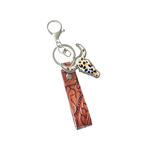 Zuwevbo Cowgirl Cowboy Western Keychain,Cowhide Charms Car Keychain for Women,Vintage