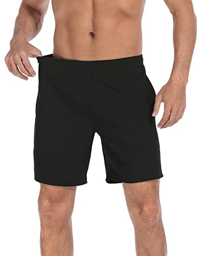 Lrd Mens Athletic Workout Shorts With Compression Liner 7 Inch Inseam Black/Gangsta Ducks - L #TOP5