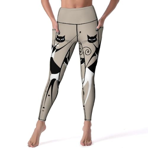 Legging yoga taille haute chat dansant extensible et gainant gym