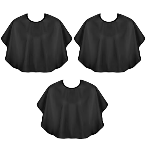 KALIONE 3 Pcs Makeup Capes Beauty Salon Makeup Bibs Shorty Smock for Clients Lightweight Comb-out Beard Apron Hair Dye Capes Hair Salon Shorty Cape for Makeup Artist Hair Beauty(Black)