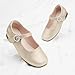 Stelle Girls Dress Shoes Mary Jane Ballet Flats Flower School Shoes for Wedding Party Toddler/Little/Big Kid(Gold-9MT)