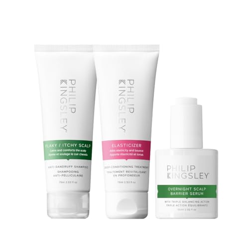 Philip Kingsley | Healthy Hair and Scalp Starter Kit | Includes Elasticizer Deep-Conditioning Hair Mask Repair Treatment, Flaky/Itchy Scalp Anti-Dandruff Shampoo, and Overnight Scalp Barrier Serum