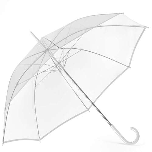 GOODS+GADGETS Durchsichtiger Regenschirm transparent, weißer Design Stockschirm Ø 100 cm; Fashion-Highlight