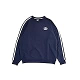最安!【別注/UMBRO】 2024秋冬 サイドラインクルーネックスウェット ユニセックス アンブロ 袖ライン トレーナー トップス メンズ レディース ウィメンズ 男女兼用 秋冬 裏毛 スポーツウェア カジュアル ノームコア ブロークコア 長袖 ジャージ ロゴ UM7054 (JP, アルファベット, XL, ネイビー)