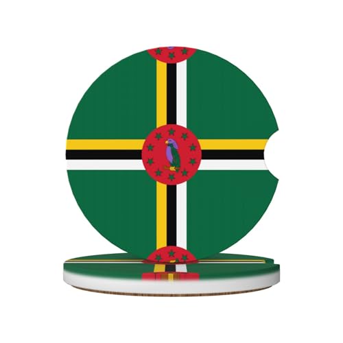 Phayah Lot de 2 sous-verres antidérapants universels pour voiture Motif drapeau du Commonwealth de Dominique 6,5 cm