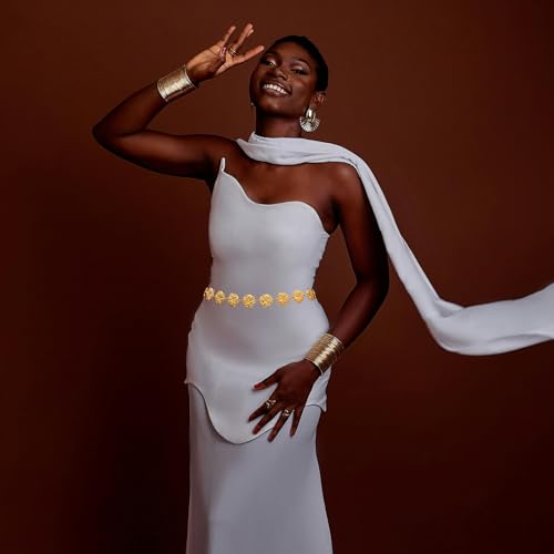 Gold Belts for Women, Adjustable Golden Flower Chain Belt, Metal Waist Chain Belt for Dresses Jeans Western Cowgirl2