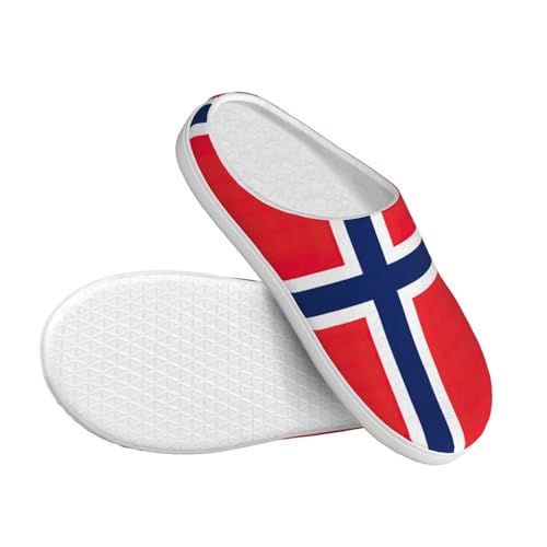Cozy Norwegian flag print Slippers Indoor and Outdoor Fuzzy House Shoes Anti-Skid Sole Gifts for Women Indoor Scuff3