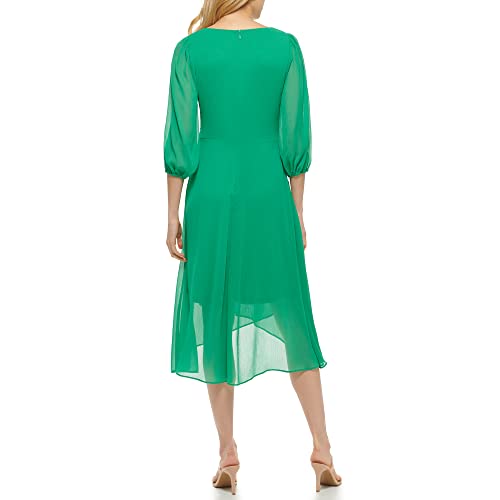Dkny Women's Chiffon Sleeve Sheath With Keyhole, Grass Green, 14 #TOP2
