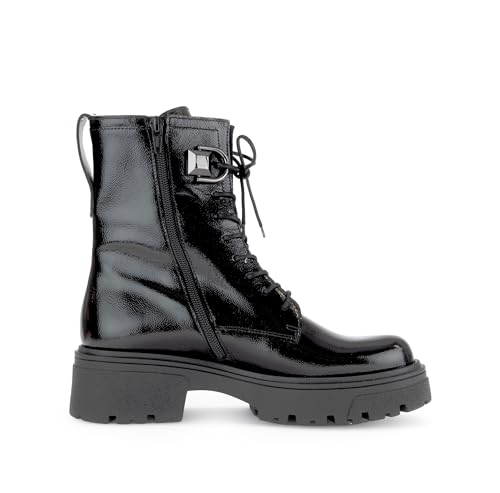 Gabor Damen Combat Boots, Frauen Stiefeletten,Best Fitting,schnürstiefel,Winterstiefel,Winterschuhe,gefüttert,schwarz(Altsilber)… – Ansicht 4