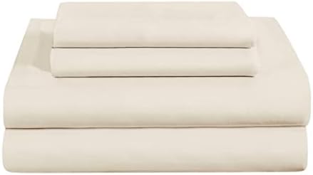 HBHLFZ 100% Organic Bamboo-Derived Rayon Sheet Set of 4 - Super Soft, Breathable Cool Sheet Set, Includes 1 deep Pocket Sheet, 1 Flat Sheet, 2 Pillowcases (Cal King, Ivory)