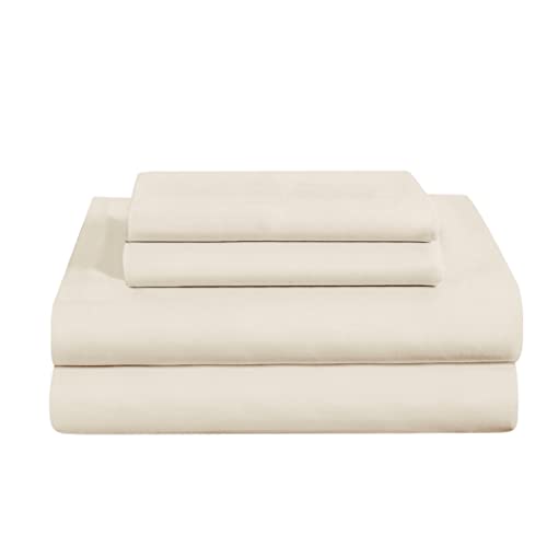 Hbhlfz 100% Organic Bamboo-Derived Rayon Sheet Set Of 4 - Super Soft, Breathable Cool Sheet Set, Includes 1 Deep Pocket Sheet, 1 Flat Sheet, 2 Pillowcases (Cal King, Ivory) #TOP25