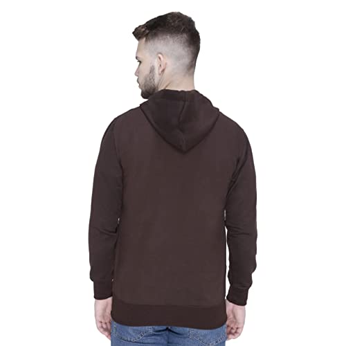 Image of Plain Zip Neck Hooded Winter Cotton Sweatshirt with Full Sleeves