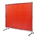 VEVOR Welding Screen with Frame, 6' x 8' Welding Curtain Screen Moveable & Professional, Welding Protection Screen Flame-Resistant Vinyl on 4 Swivel Wheels (2 Lockable) for Workshop/Industrial, Red