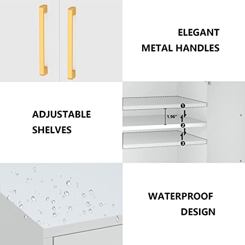 Resom 2 Pack Modern Storage Cabinet With Double Doors, White Sideboard With Adjustable Shelves, Accent Cabinet For Living Room, Bedroom, Home Office And Hallway (White) #TOP3