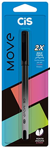 CIS Move Caneta Esferográfica ponta agulha 0.7mm, Preta, Blister com 1 unidade