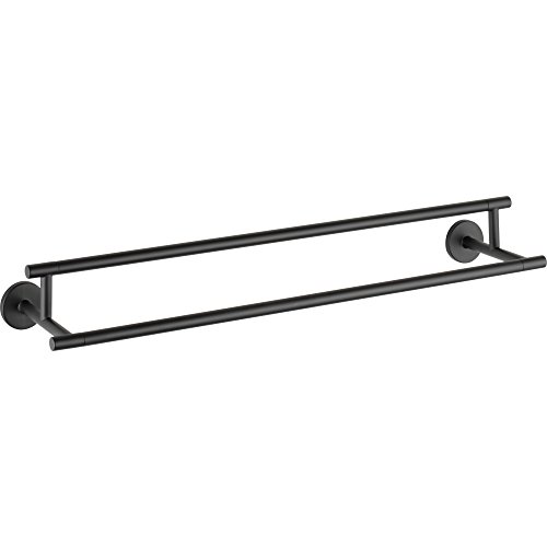 Image of Delta Towel Rack | 24 Inch Matte Black Double Bar for Kitchen or Bathroom Towels | Trinsic Accessories