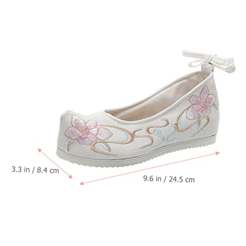 Chaussures brodées en soie blanche style ethnique à slope Ipetboom