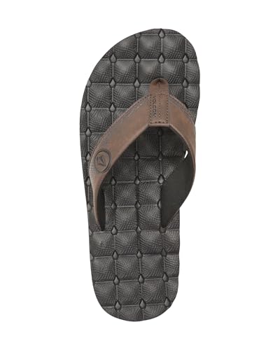 Image of Volcom Men's Recliner Sandals - Water-Friendly Flip Flops with Recliner Comfort Foam Footbed, Black Combo, 10