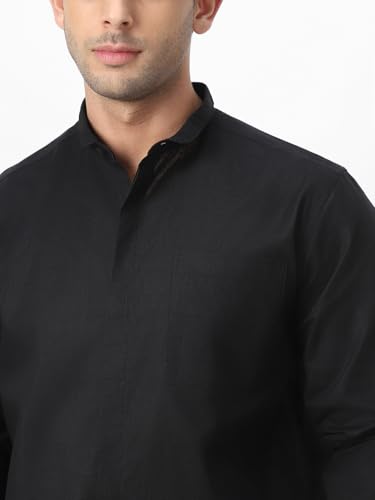 Image of Urbano Fashion Men's Cotton Full Sleeve Regular Fit Casual Solid Shirt with Band Collar
