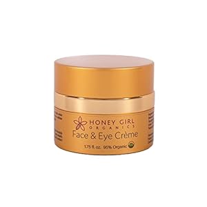 Honey Girl Organics Face & Eye Crème, USDA Certified Organic Facial Moisturizer and Under Eye Cream for Wrinkles, Dark Circles and Puffiness with Hydrating Honey*, Beeswax*, Essential Oils and EVOO (1.75 oz) *naturally contains pollen, propolis & royal jelly