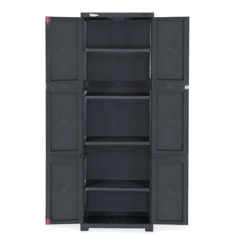 Image of Nilkamal Freedom Large (FML) Plastic Wardrobe for Storage| 3-Year Warranty|Clothes Organizer|Shelves|Cupboard|Almirah|for Home, Living Room, Bed Room|Adult & Kids| Charcoal Grey