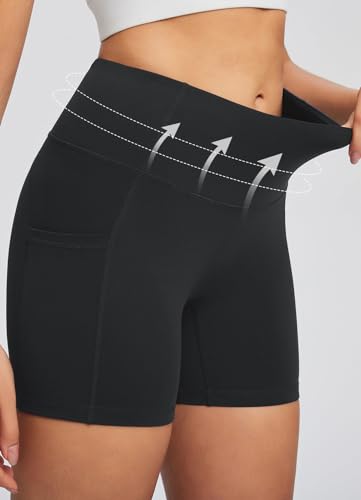 baleaf Sweatleaf Women's Workout Shorts Light Compression High Waisted Yoga Spandex Volleyball Biker Shorts 3 Pockets2