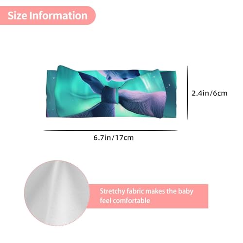 Northern Lights Polar Bear Prints Baby Bow Headband - Super Stretchy Soft Bows Hair Accessories for Newborn Infant Toddlers Kids Girls - Elastic and Skin-Friendly3