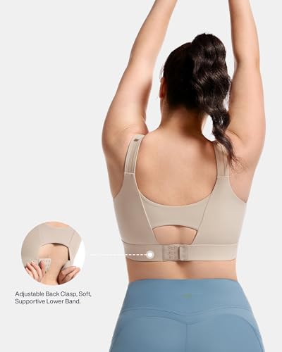 Image of Women's Sports Bra Wirefree Adjustable Medium-High Support Everyday Wear for Large Bust Plus Size with Removable Pads