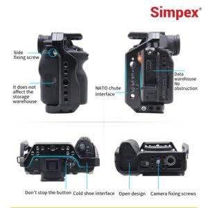 Image of Simpex A7R5 Metal cage Built-in Quick Release Plate for arca-Type, Filmmaking Video cage with Shoe Mount, 1 /4 inch & 3 /8 inch Threaded Holes