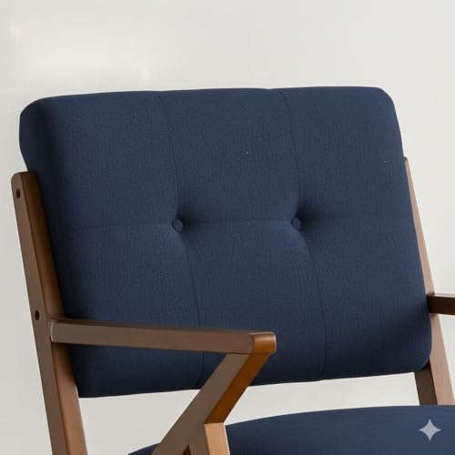 Image of Premium Sheesham Wood Arm Chair with Cushion || Cane Chairs for Balcony || Wooden Chairs for Living Room Furniture, Dining Chair Back Support Armrest Chair Garden Chairs Outdoor, Brown Finish
