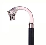 Vintage Victorian Walking Cane Wooden Walking Stick with Silver Wolf Head Brass Handle Walking Stick Gift for Men and Women