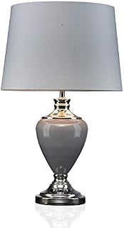 Lighting Supermarket Hepburn Large Ceramic Table Lamp with Matching Shade - Modern Grey & Silver
