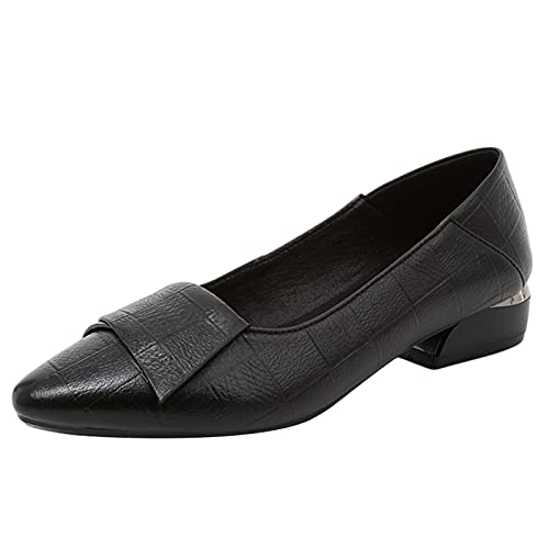 Jamron Mujer Puntiagudo Cuadros Zapatos de Tacón Cuero Suela Blanda Ballerinas Negro SN602C046 EU38 Imagen de Jamron Mujer Puntiagudo Cuadros Zapatos de Tacón Cuero Suela Blanda Ballerinas Negro SN602C046 EU38