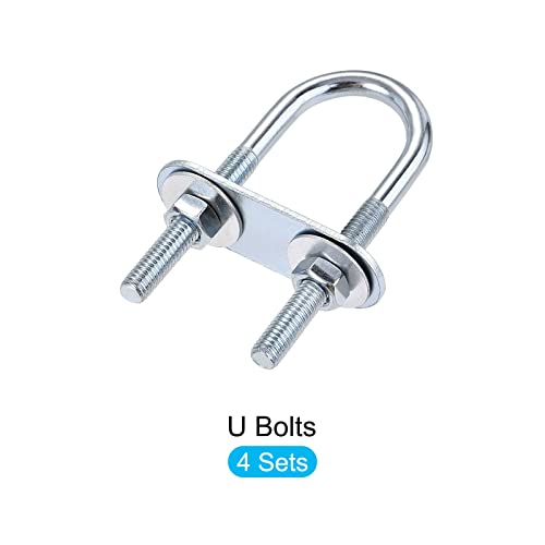 Image of METALLIXITY U Bolts 4 Sets (M6x22x70mm), Round U Bolt Steel with Accessories - for Construction, Pipe