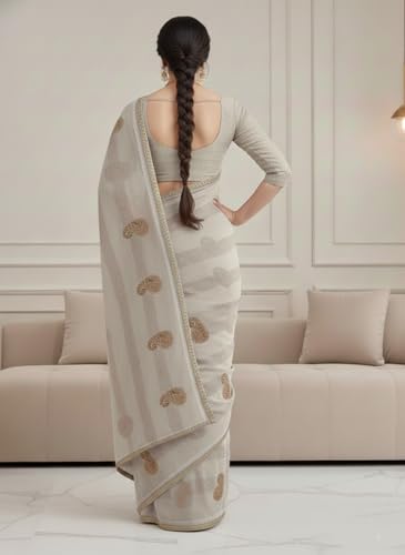 Image of Yashika Women's Georgette Art Silk Bandhej Zari Work Embroidered Saree | Women Sari