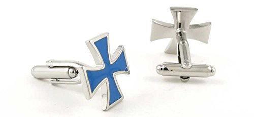 1 Par de Mancornas para Hombre Azul Cruz miniatura 2