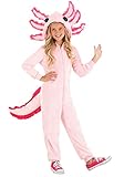 Fun Costumes Adorable Axolotl Costume for Kids | Sea Creature Jumpsuit | Halloween or Animal Themed Party Outfit, X-Small, Pink