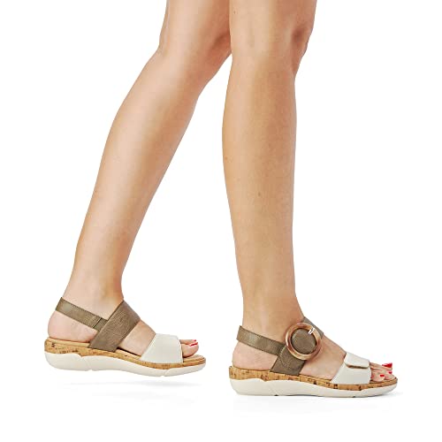 Image of Remonte Women Sandals R6853, Ladies Classic Sandals,Removable Insole, Green Grun Kombi 54, 11