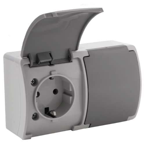 ORNO OE-7106 Surface-Mounted Socket IP44 Surface Mounting (Grey Graphite), Grey/graphite, black, white