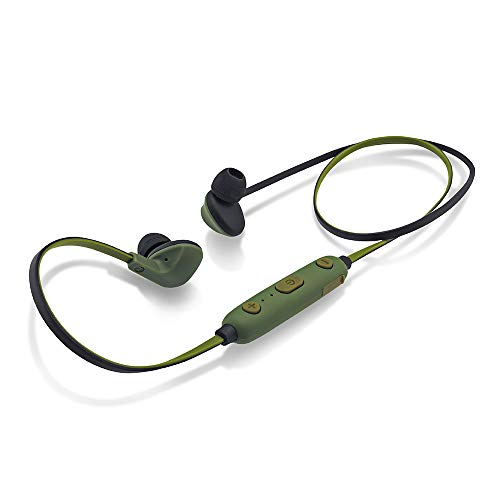Image of iBall EarWear Sporty Wireless Bluetooth Headset with Mic for All Smartphones (Military Green)
