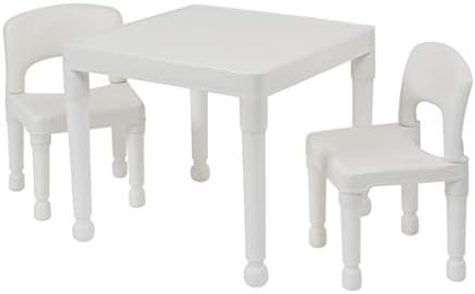 Liberty House Toys Plastic Table and Two Chair Set, White, H x 43.5cm W x 51cm D