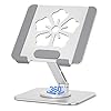 Tablet Stand for iPad, 360° Rotating Aluminum Foldable Holder – Adjustable Desk Stand | Fits iPad Pro 12.9/11,Samsung Galaxy Tab – Portable for Home, Office & Travel,Silver