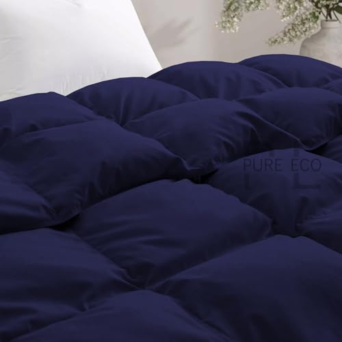 Image of PURE ECO 600 GSM Down Alternative Comforter for Single Size (60 inchX90 inch) - 600 GSM Heavy Winter Comforter /Rajai /Duvet /Blanket Microfiber Super Soft Fluffy for Winter Single Size - Navy Blue Color