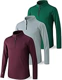 3 Pack Youth Boys Slim Fit Athletic Quarter Zip Pullover Shirts, Lightweight Long Sleeve Jackets Performance Tops (Set 2, Small)