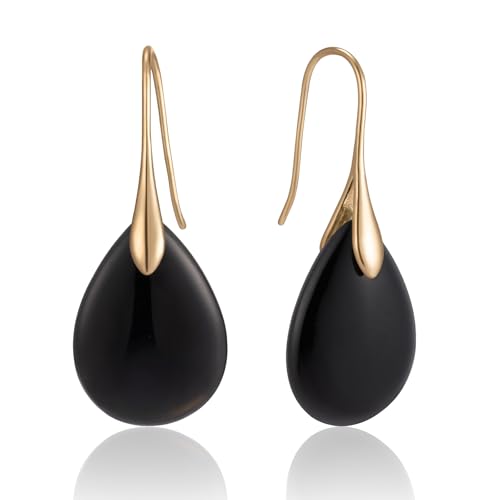 SELOVO Agate Teardrop Stone Grey Drop Earrings Fishhook Dangle Earrings for Women